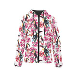 Toucan flower design pattern Women's Padded Hooded Jacket