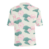 Pink lotus waterlily leaves pattern Men's All Over Print Polo Shirt