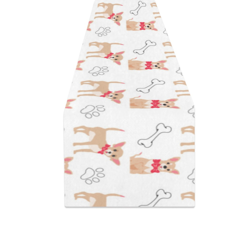 Chihuahua bone paw pattern Table Runner