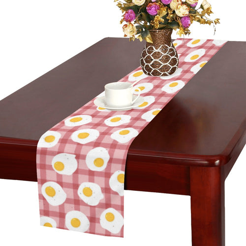 Fried Eggs Pattern Print Design 03 Table Runner