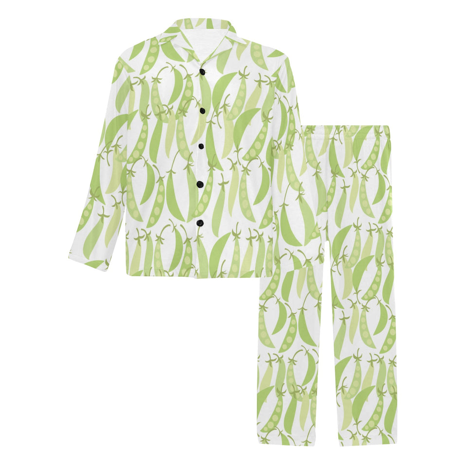 Green Peas Pattern Print Design 03 Men's Long Pajama Set
