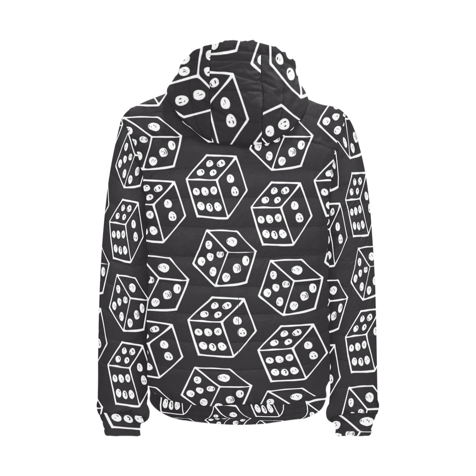 Dice Pattern Print Design 01 Men's Padded Hooded Jacket