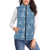 Hand drawn sailboat pattern Women's Padded Vest