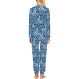 Hand drawn sailboat pattern Women's All Over Print Pajama Set