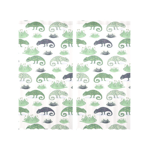Chameleon lizard succulent plant pattern Gauze Curtain