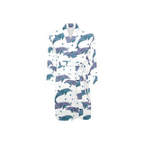 Dolphins pattern dotted background Men's Long Sleeve Belted Night Robe