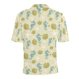 Seahorse shell starfish pattern background Men's All Over Print Polo Shirt