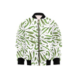 Hand drawn sketch style green Chili peppers patter Kids' Boys' Girls' Bomber Jacket