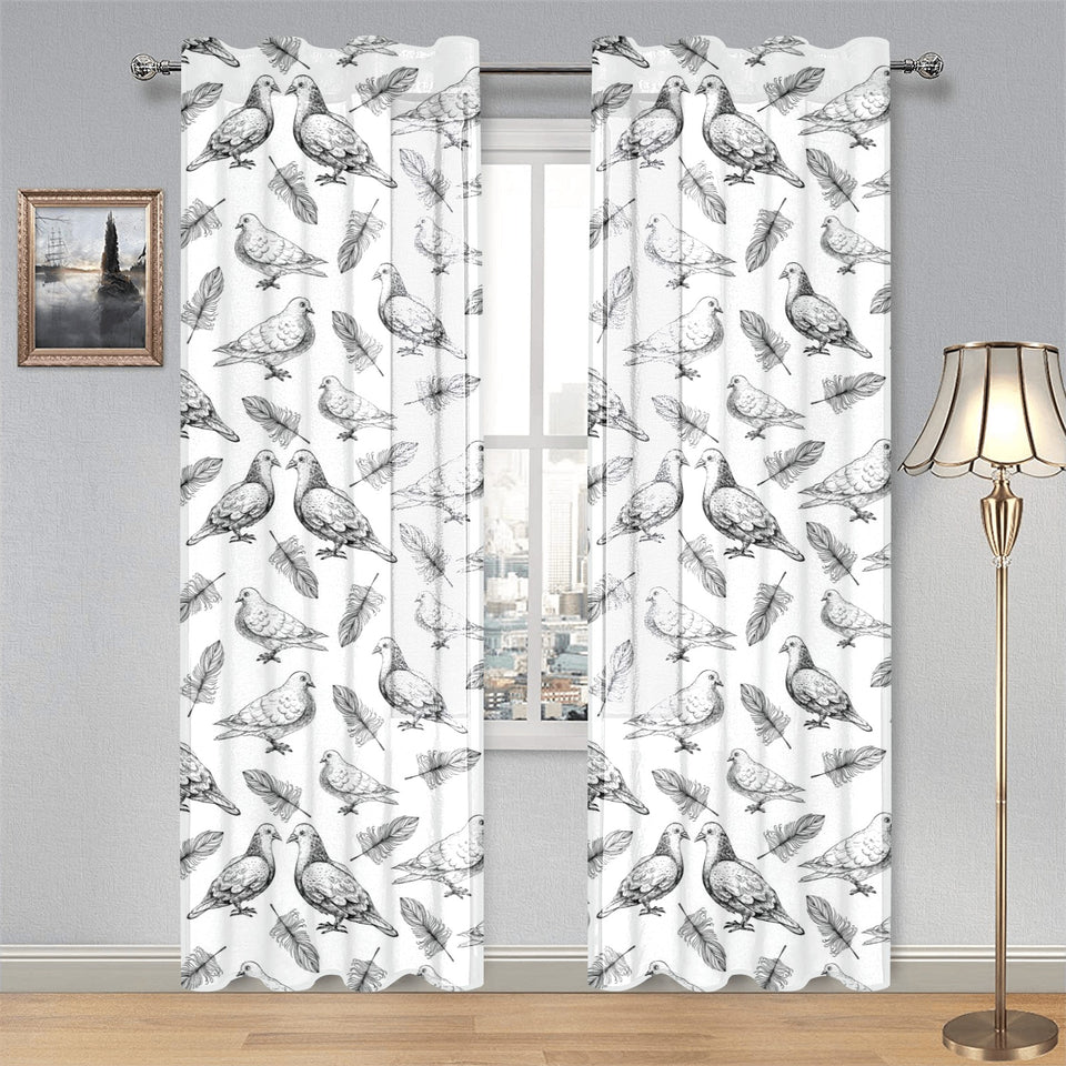 Pigeon Pattern Print Design 05 Gauze Curtain