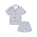 Anchor rope nautical  pattern Kids' Boys' Girls' V-Neck Short Pajama Set