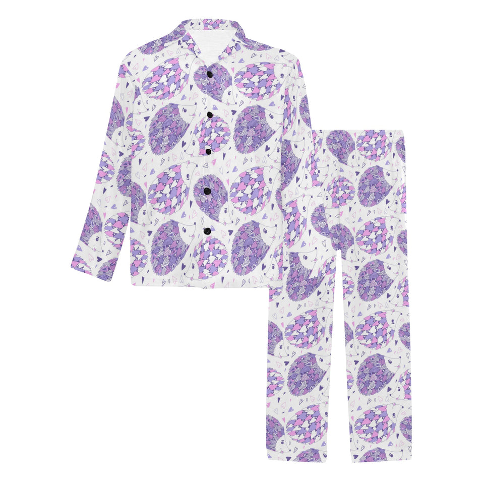 Hedgehog Pattern Print Design 05 Men's Long Pajama Set