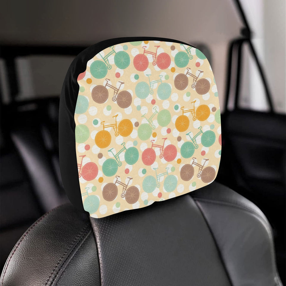 Bicycle Pattern Print Design 01 Car Headrest Cover