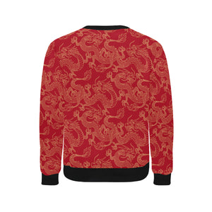 Gold dragons red background Men's Crew Neck Sweatshirt