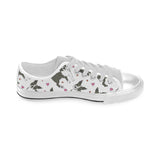 Boston terrier dog hearts vector pattern Men's Low Top Shoes White