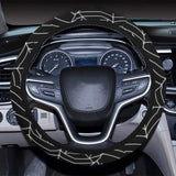 Spider web design pattern Black background white c Car Steering Wheel Cover