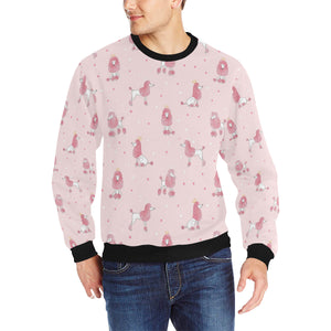 Poodle dog pink color theme Men's Crew Neck Sweatshirt