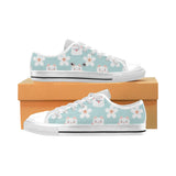Maneki neko cat sakura Men's Low Top Canvas Shoes White