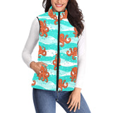 Octopuses sea wave background Women's Padded Vest