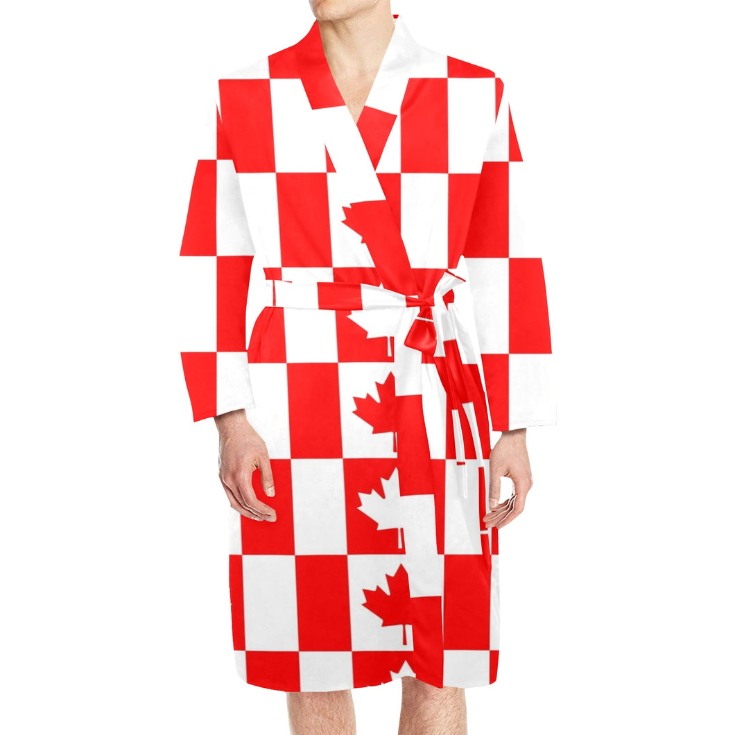 Canada Pattern Print Design 05 Men's Long Sleeve Belted Night Robe