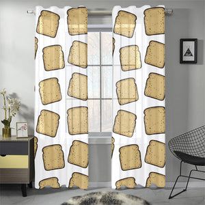 Bread Toast Pattern Print Design 03 Gauze Curtain