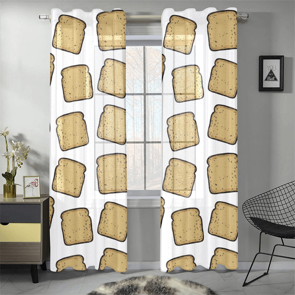Bread Toast Pattern Print Design 03 Gauze Curtain