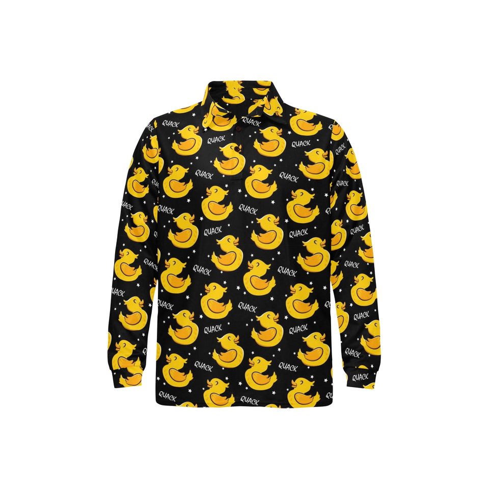 Duck Pattern Print Design 05 Men's Long Sleeve Polo Shirt