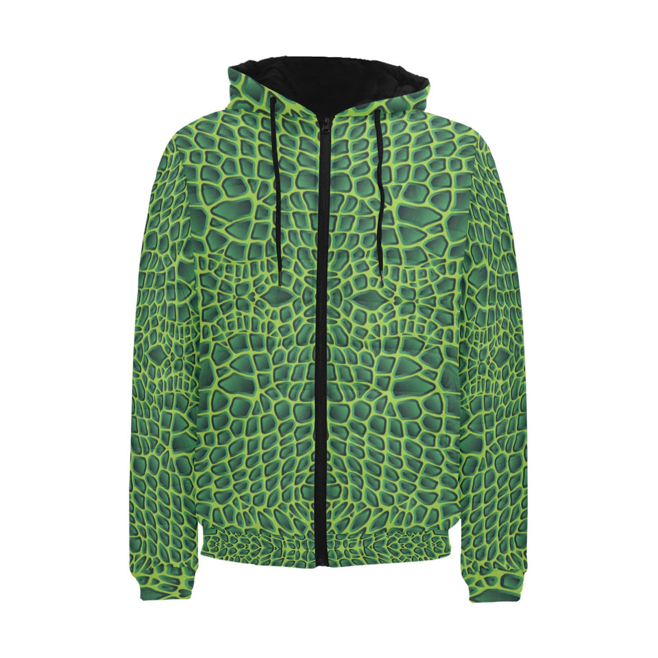 Crocodile Skin Printed Men's Padded Hooded Jacket