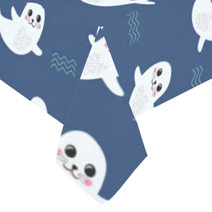 Cute white baby sea lion seal pattern Tablecloth