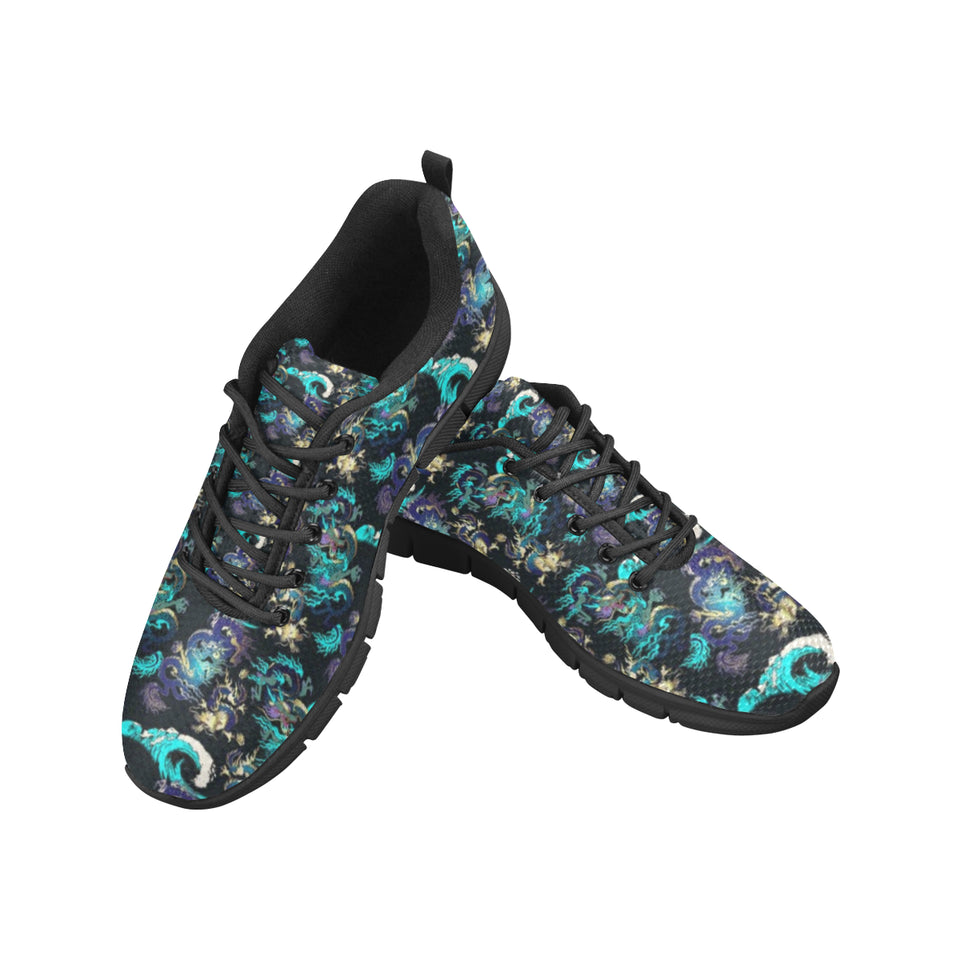 Dragon sea wave pattern Men's Sneaker Shoes