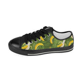 Banana Palm Leaves pattern Kids' Boys' Girls' Low Top Canvas Shoes Black