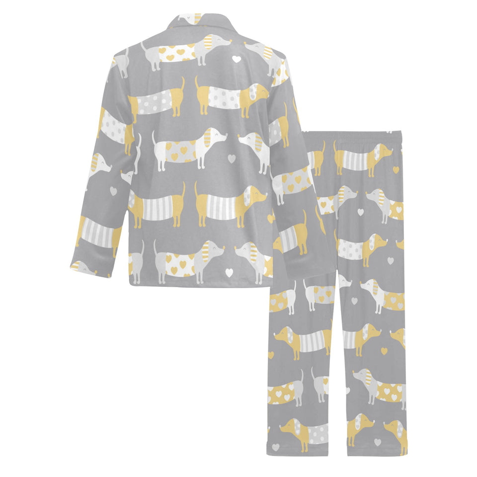 Cute dachshund dog pattern Men's Long Pajama Set