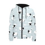 Sheep polka dot cloud pattern Men's Padded Hooded Jacket