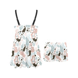 cute mermaid pattern Chest Sexy Pleated Two Piece Swim Dress