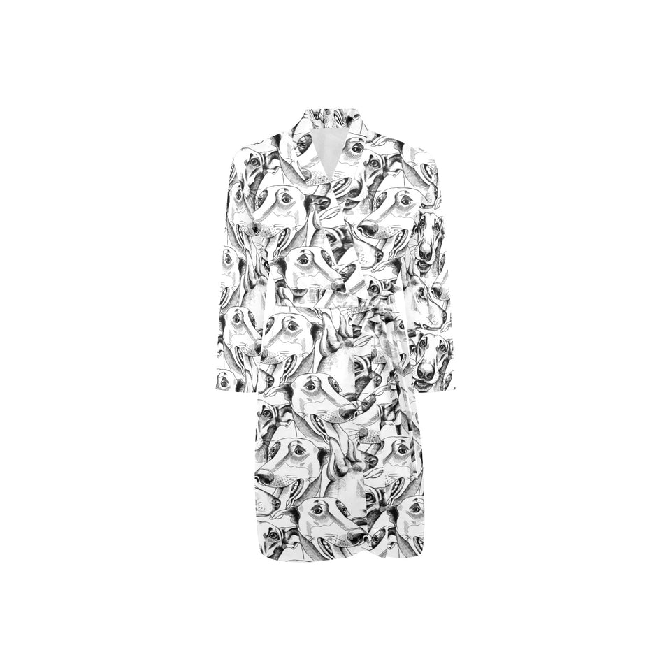 Greyhound Pattern Print Design 01 Men's Long Sleeve Belted Night Robe