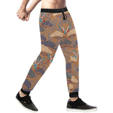 Bonsai bamboo stork japanese pattern brown theme Unisex Casual Sweatpants