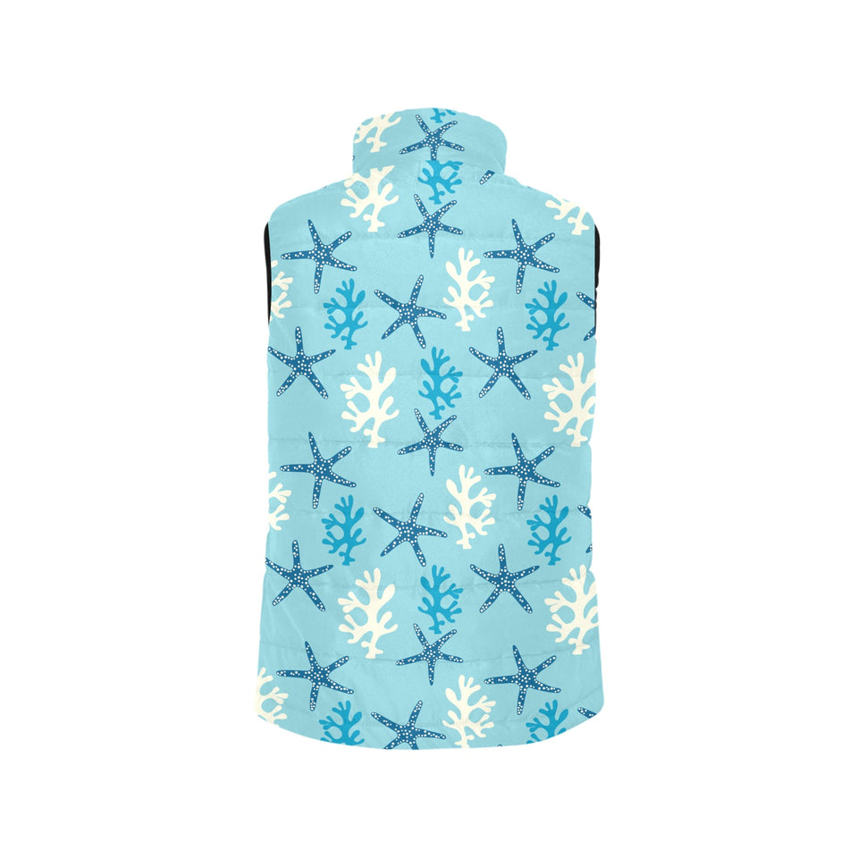 Blue starfish coral reef pattern Women's Padded Vest