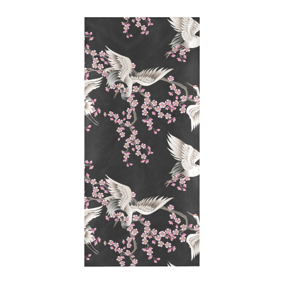 Japanese crane pink sakura pattern Beach Towel