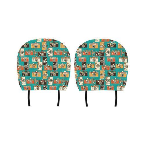 Camera Pattern Print Design 03 Car Headrest Cover