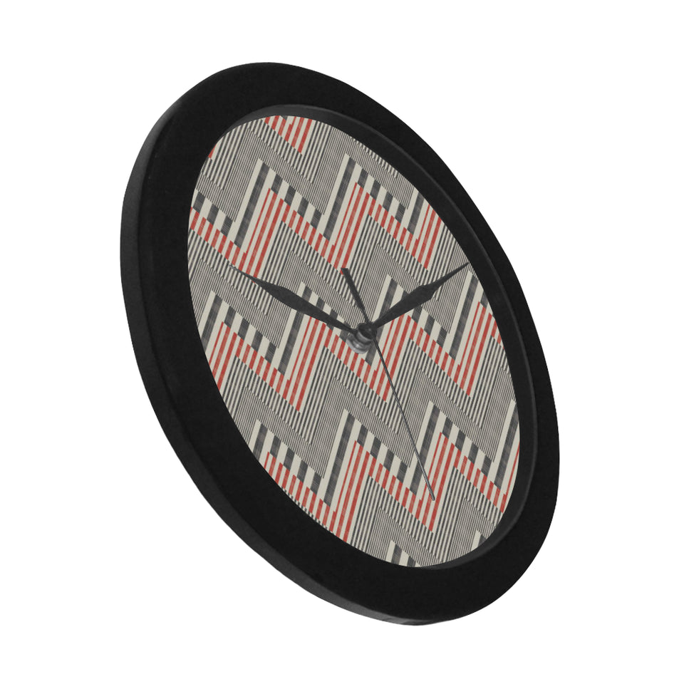 zigzag chevron striped pattern Elegant Black Wall Clock