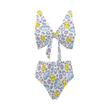 Duck Pattern Print Design 01 Chest Bowknot High Waisted Bikini Swimsuit