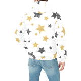 hand drawn gold black star pattern Men's Padded Hooded Jacket