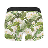 White orchid flower tropical leaves pattern Men's All Over Print Boxer Briefs Men's Underwear