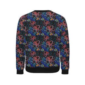 Octopus sea wave tropical fishe pattern Men's Crew Neck Sweatshirt