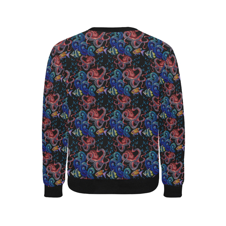 Octopus sea wave tropical fishe pattern Men's Crew Neck Sweatshirt