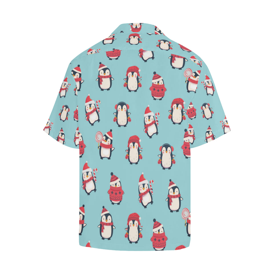 Cute penguin christmas  design pattern Men's All Over Print Hawaiian Shirt