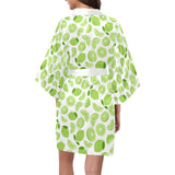 Lime design pattern Women's Short Kimono Robe