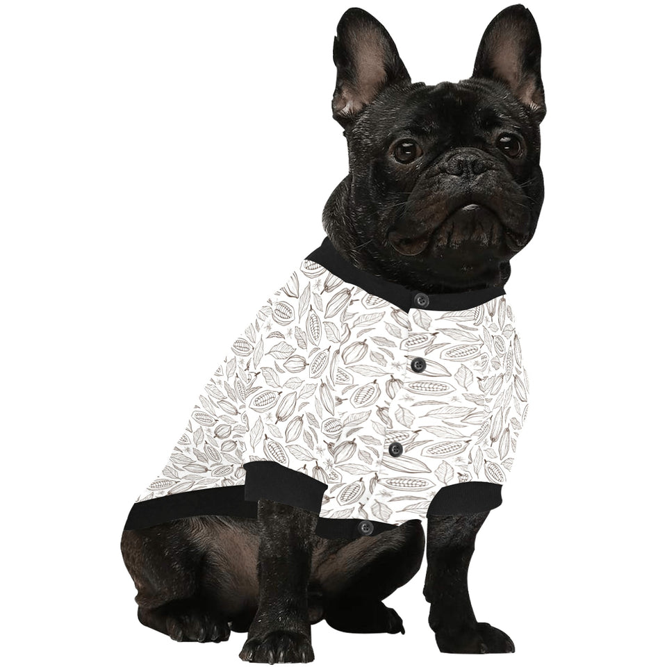 cacao beans leaves pattern All Over Print Pet Dog Round Neck Fuzzy Shirt