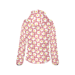 Fried Eggs Pattern Print Design 03 Women's Padded Hooded Jacket