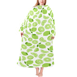 Lime design pattern Blanket Robe with Sleeves