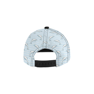 Dolphin blue striped background All Over Print Snapback Cap